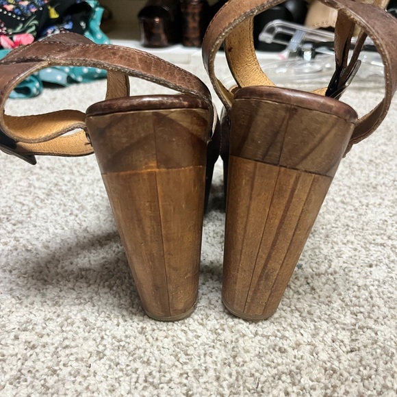 Brown Bed|Stu Women Leather Madeline Platform Sandals Heels 7 - Picture 7 of 8